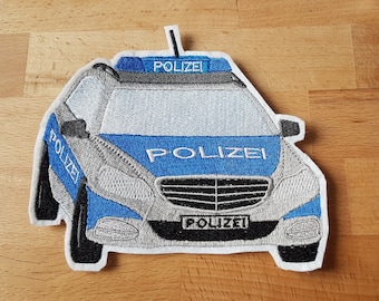 XXL police car application embroidered for sewing, for school bag, shirt, bag, pillow etc.