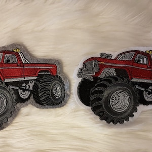 Monster truck, truck, monster truck, patch for school cone, shirt, bag, pillow, etc. - red -