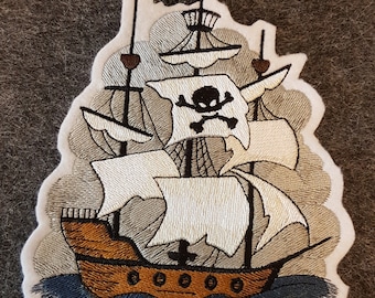 XXl  Piratenschiff im Sturm Applikation,Aufnäher für Schultüte ,Shirt,Tasche, Kissen u.s.w