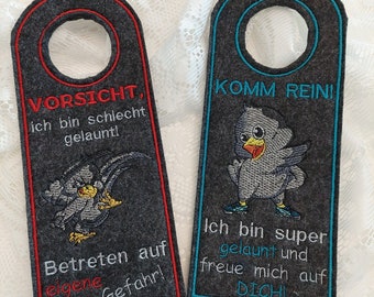 Türanhänger "Komm rein" oder "Vorsicht", Türschild