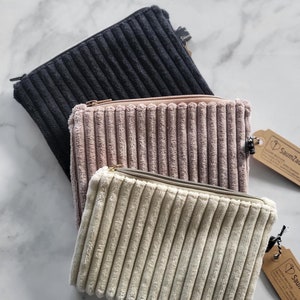 Täschchen Cord schwarz leo Samtcord Makeup Hygieneartikel Taschenorganizer