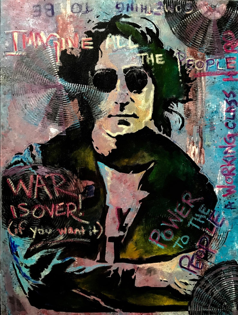 JOHN LENNON Poster Print with Lyrics Original Pop Art image 0