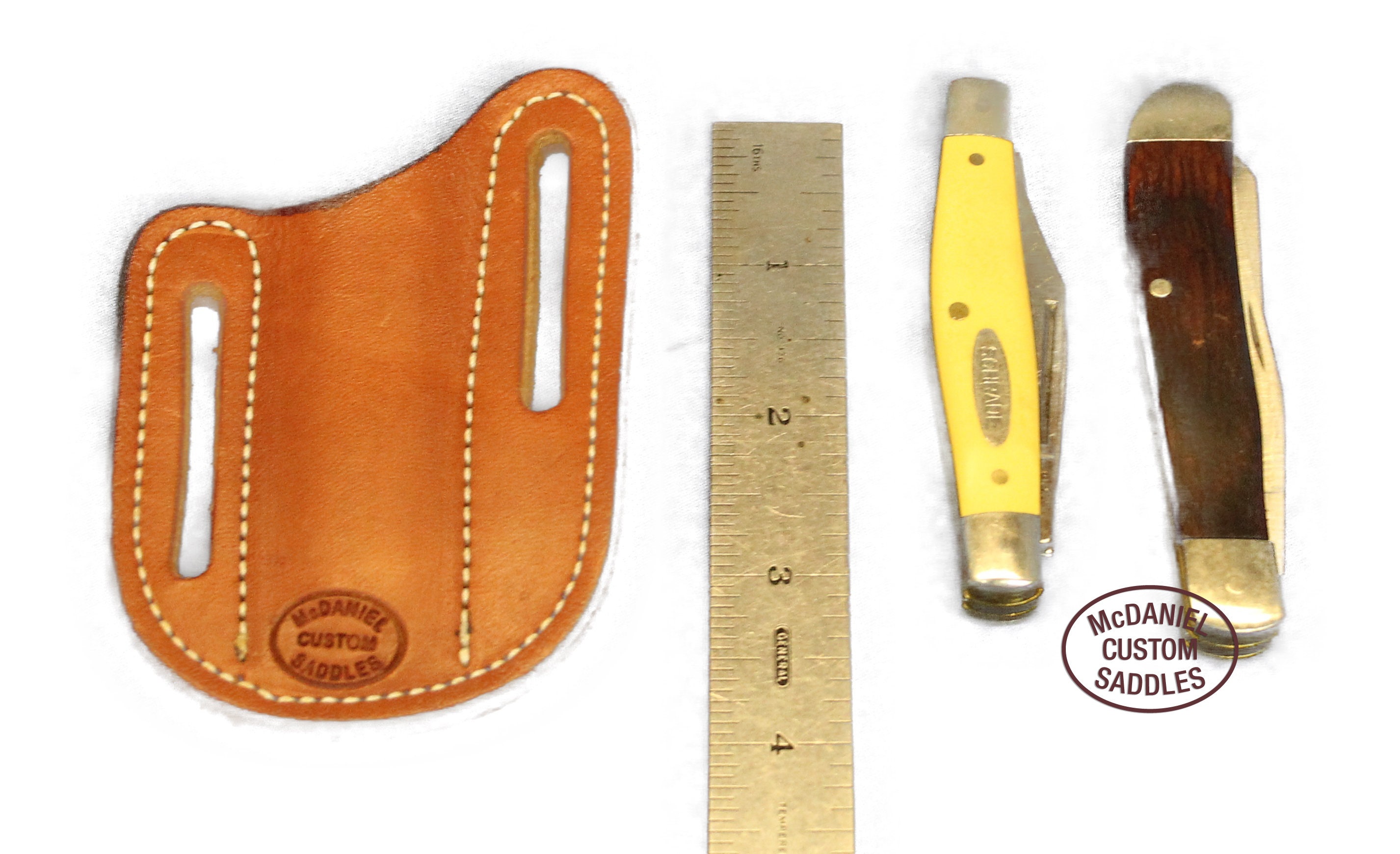 Chestnut Brown Slanted Pancake Leather Pocket Knife Sheath Etsy