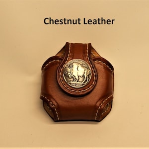 Leather Snuff Can Holster with Snap Closure