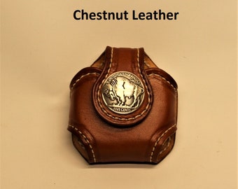 Leather Snuff Can Holster with Snap Closure