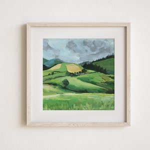 green landscape,landscape painting print,landscape art,modern landscape print,square landscape,nature wall art,bright art,wall art landscape