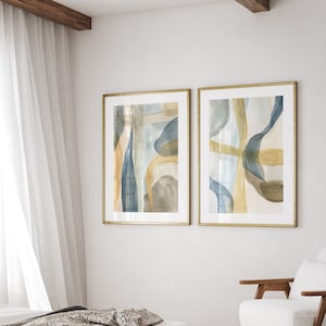 pastel wall prints,set of 2 art prints,abstract,modern pastel art,set of 2 posters,neutral wall art,set of two prints, blue and beige art