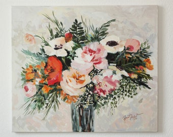 flowers painting,large wall art,original painting flowers,large painting,original painting,colorful floral art,floral bouquet painting
