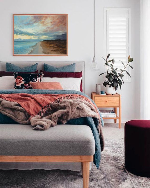 夕焼けの絵画、風景画の壁アート、ジクレーアートプリント、夕焼けの