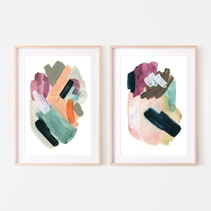 bold strokes print,set of 2 abstract prints,colorful art prints,wall art set,set of stroke posters,abstract art posters,modern wall art set