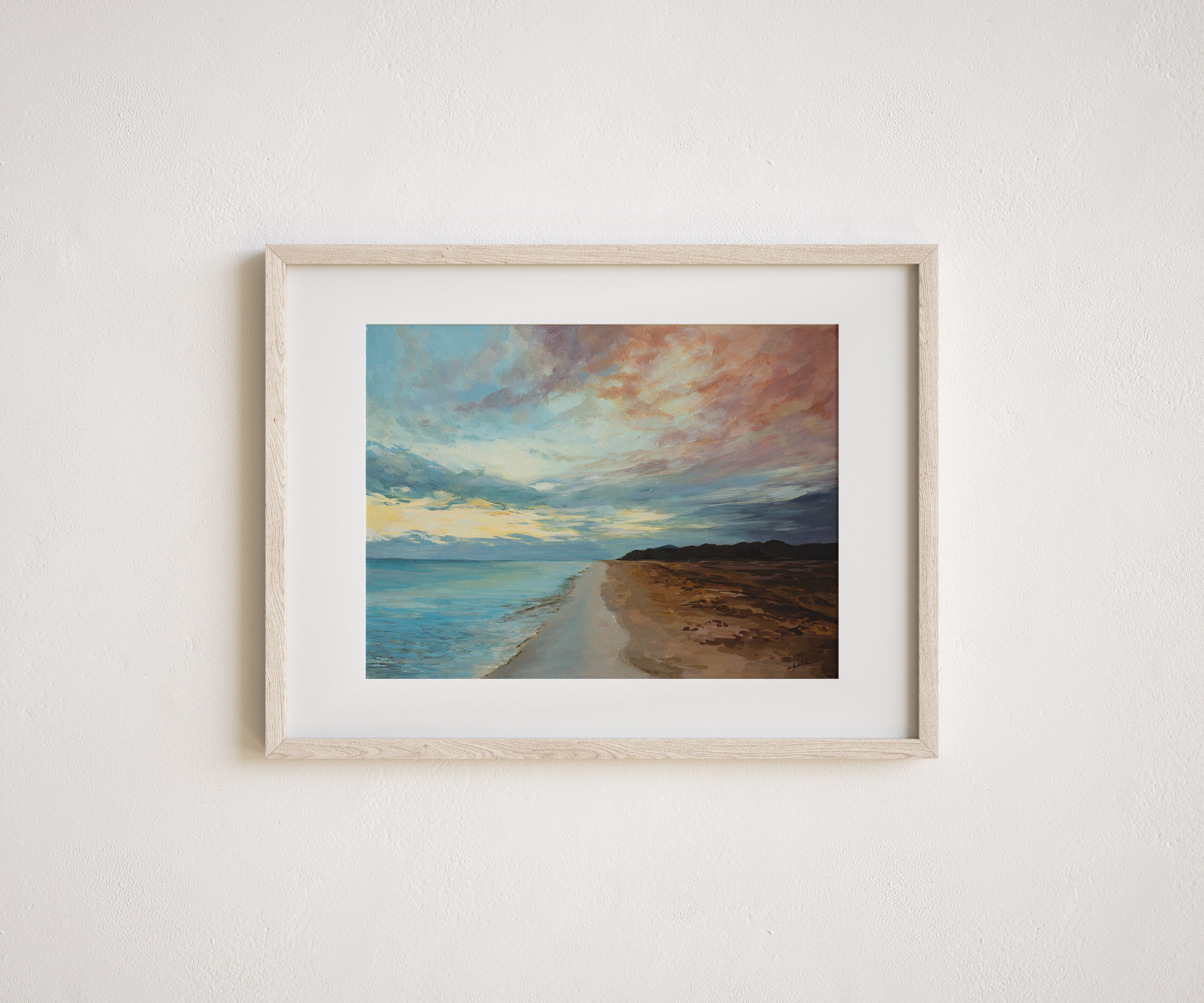 夕焼けの風景画 アートプリント 夕焼けの絵画、風景画の壁アート、ジクレーアートプリント、夕焼けの