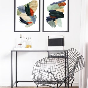 abstract wall art,giclee,set of 2 abstract prints,brush strokes,modern, mid century art,abstract,art prints set,giclee prints,strokes print image 4