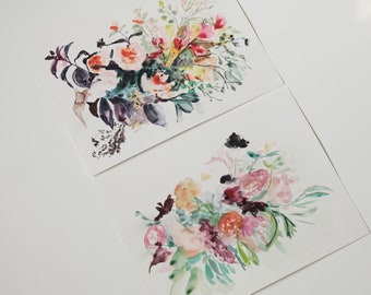 Floral wall art,Set of 2 floral paintings,original watercolor,watercolor painting,flowers,nature  art,modern watercolor,abstrat flowers