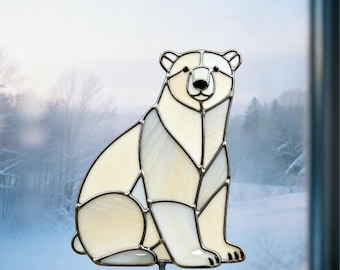 Polar Bear Stained Glass Suncatcher Pattern, DIY Home Decor (Digital Download)