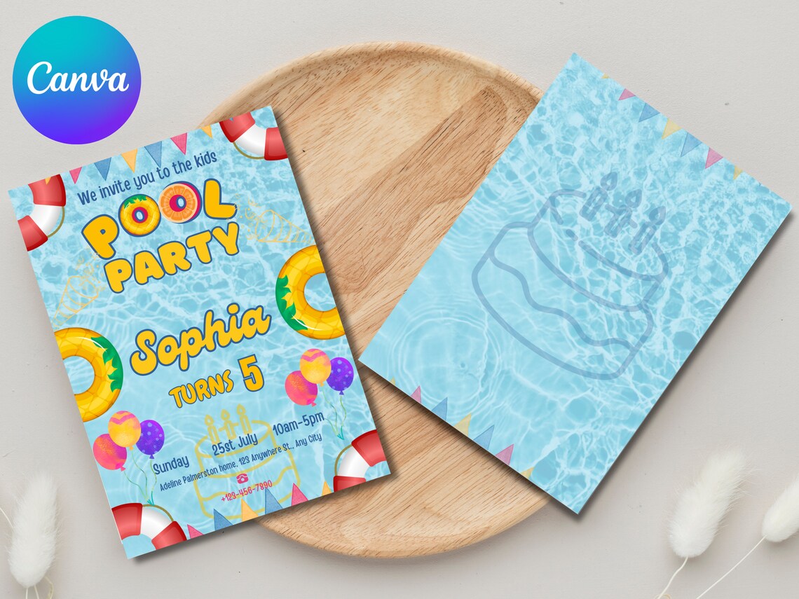 Customizable Pool Party Invitation | Editable Summer Birthday Invite ...
