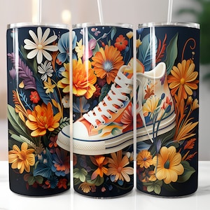 Sporty Soles: Sneakers 20oz Skinny Tumbler Sublimation Design Digital Download