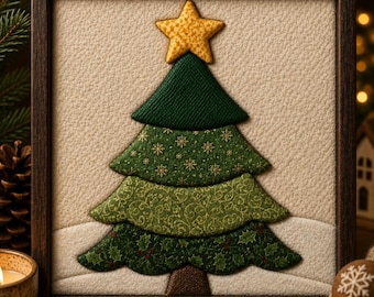 Christmas Tree Kinusaiga Pattern, No Sew Fabric Art, Holiday Craft PDF PNG SVG