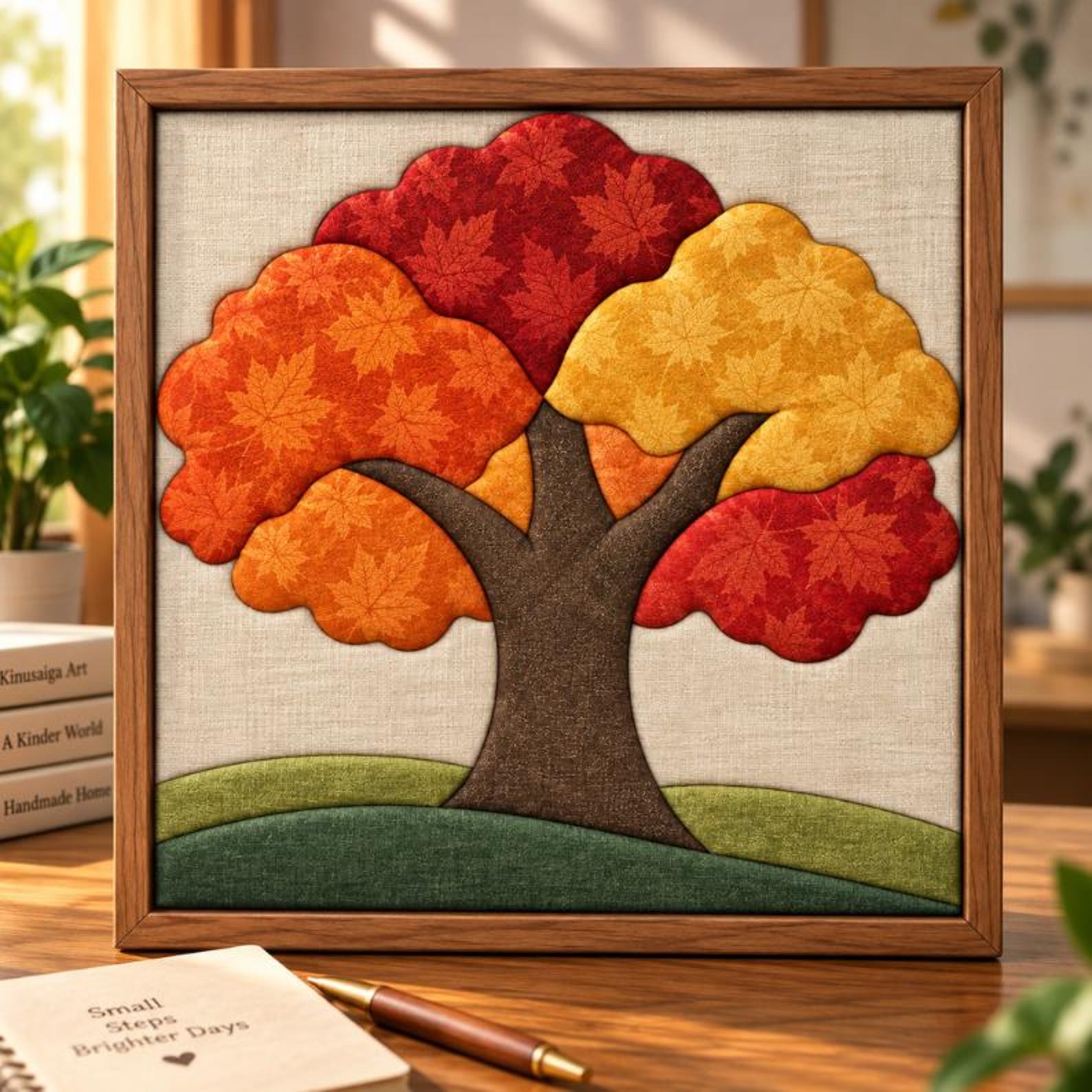 Kinusaiga Autumn Tree Fabric Art Pattern, No-sew Fall Leaves Craft (PDF ...