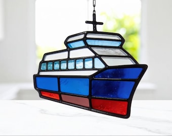 Ferry Boat Suncatcher Stained Glass Pattern, Beginner Friendly (Digital Download)