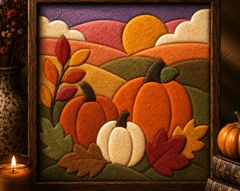 Kinusaiga Pattern Fall Pumpkins, Autumn No Sew Fabric Art, PDF PNG SVG