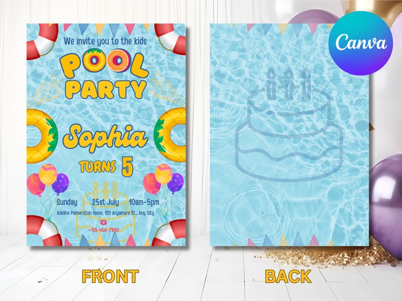 Customizable Pool Party Invitation | Editable Summer Birthday Invite ...