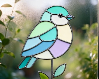 Stained Glass Bird Plant Stake Pattern, DIY Suncatcher (Digital Download)