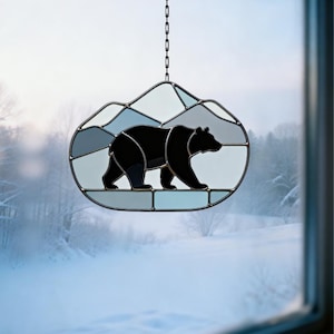 Mönster för målat glas med bergsbjörnens solfångare (digital nedladdning)