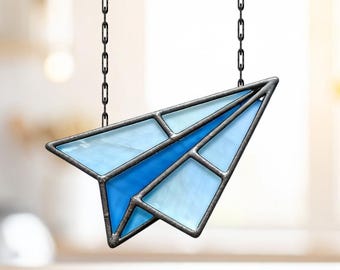 Paper Airplane Stained Glass Pattern, Simple Geometric Suncatcher, Easy DIY Glass