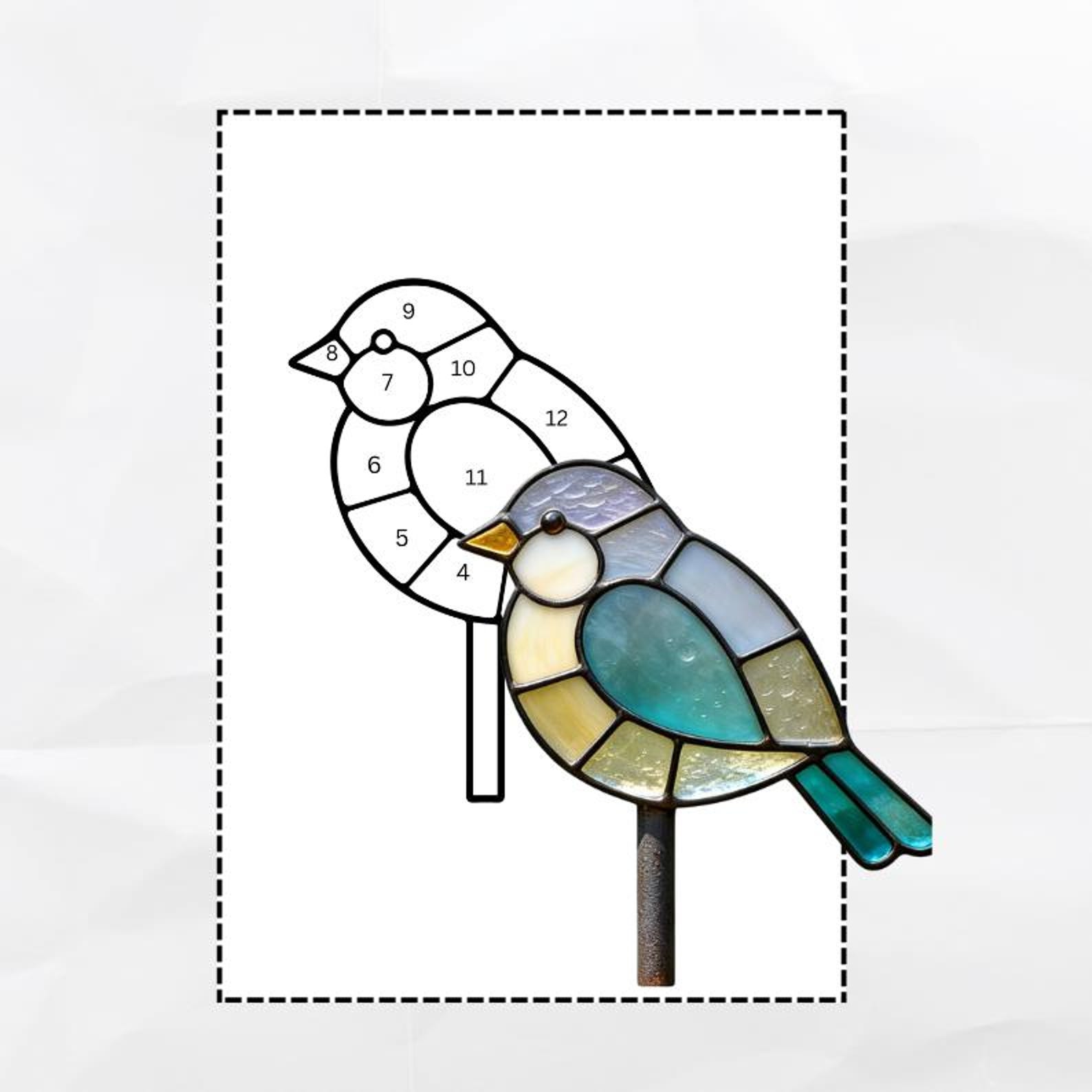 Staked Pattern 30+ Stained Glass Plant Stake Patterns – Garden Suncatcher DIY Bundle ...