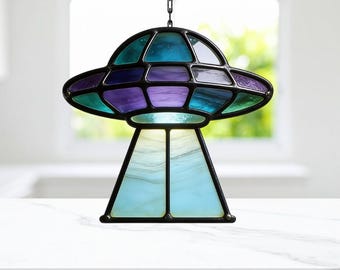 UFO Suncatcher Stained Glass Pattern, Sci-Fi DIY (Digital Download)