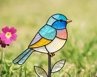 Bird Plant Stake Stained Glass Pattern, DIY Garden Art (Digital Download)