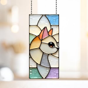 Alien Cat Head Stained Glass Pattern – Window Panel Glass Design (PNG SVG PDF)