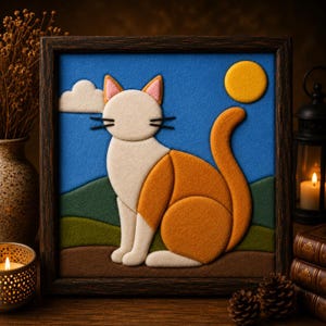 Cat Kinusaiga Pattern, Beginner No Sew Fabric Art, Printable Cat Foam Board Craft, PDF PNG SVG