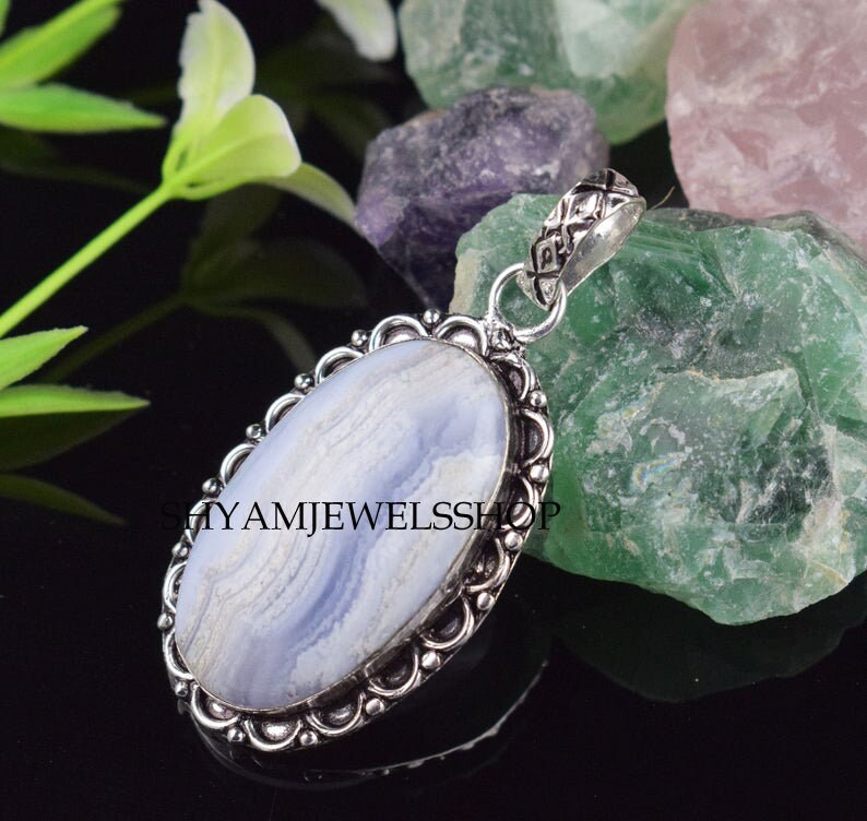 sterling silver agate pendant