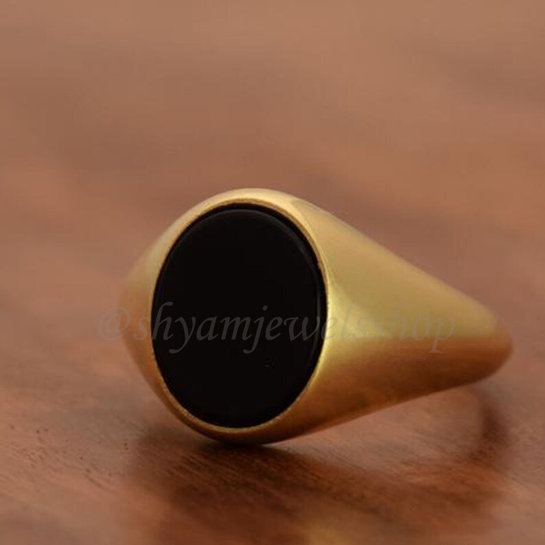 Black onyx ring gemstone ring cab stone ring 925 sterling silver ring mens ring signet ring gold plated ring husband gift wedding ring