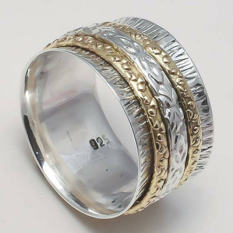 Solid 925 Sterling Silver Spinner Ring Copper Brass Spin Ring Meditation Ring Statement Ring Handmade Jewelry spinning ring for womens