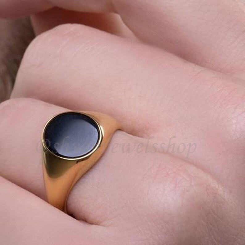Black onyx ring gemstone ring cab stone ring 925 sterling silver ring mens ring signet ring gold plated ring husband gift wedding ring