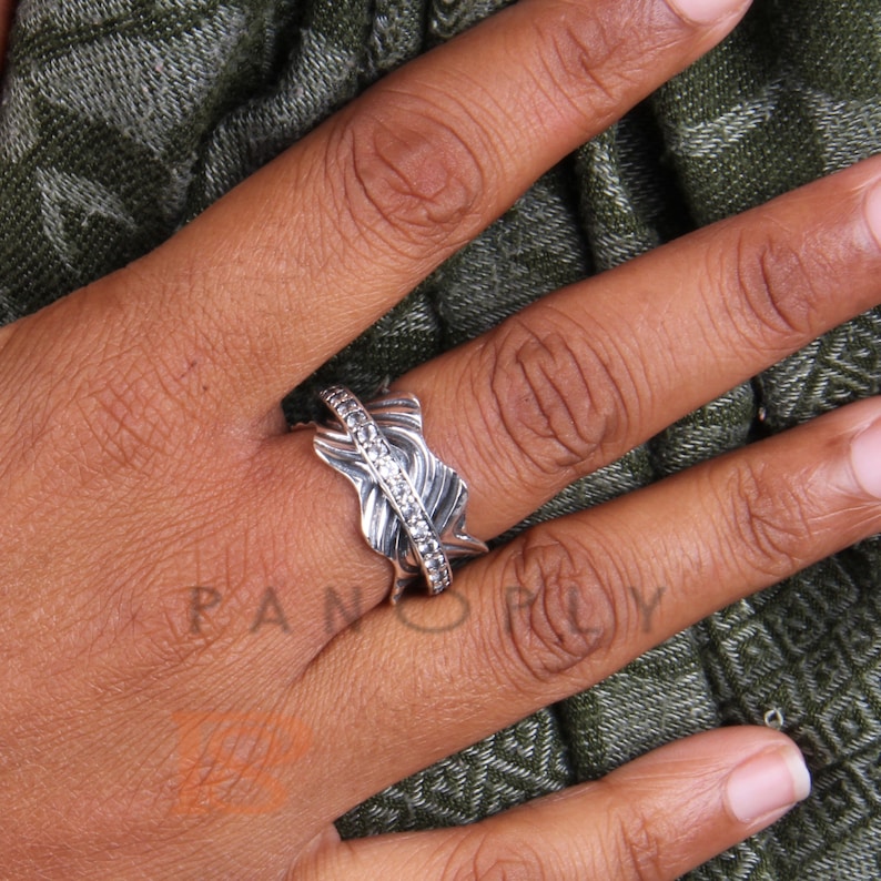 Spinner Meditation Ring Silver Band Ring Silver Spinner Ring 925 Silver Ring White Topaz Ring Thumb Ring Sterling Silver Spinner Ring