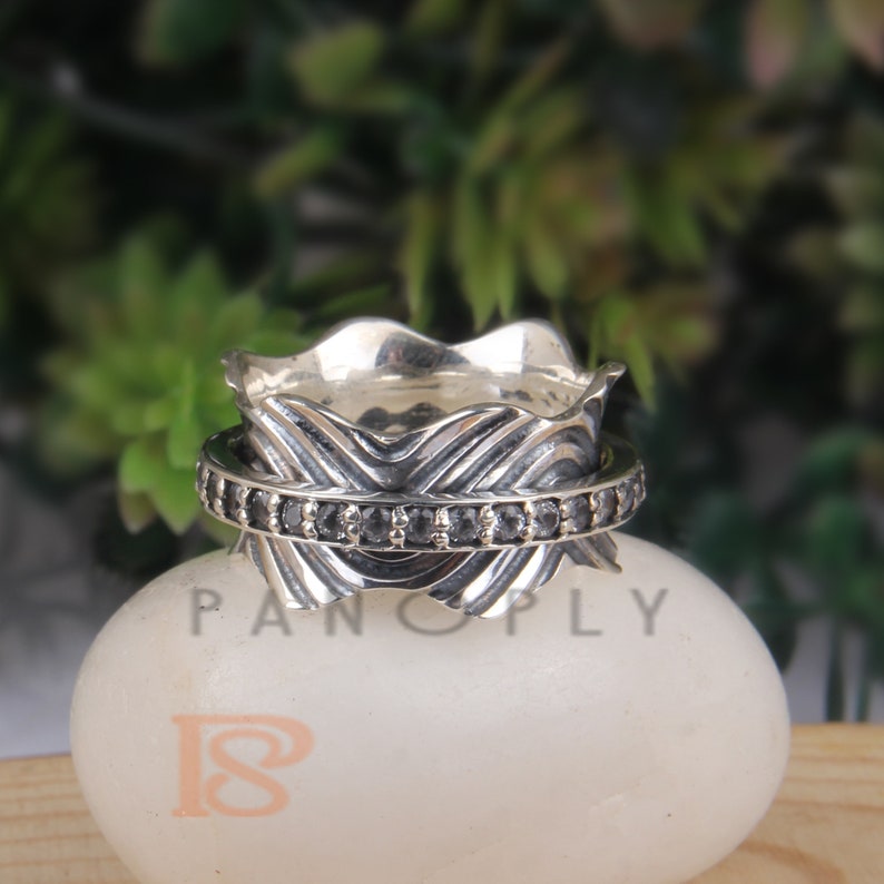 Spinner Meditation Ring Silver Band Ring Silver Spinner Ring 925 Silver Ring White Topaz Ring Thumb Ring Sterling Silver Spinner Ring