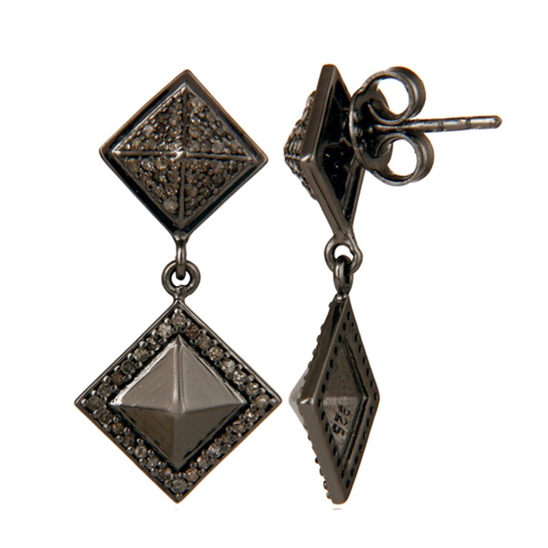 Genuine Diamond Earrings In Solid 925 Sterling Silver