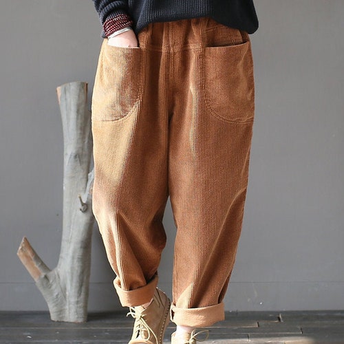 Women Retro Corduroy Pants Loose Pants Handmade Unique - Etsy