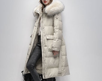 warm long down coat