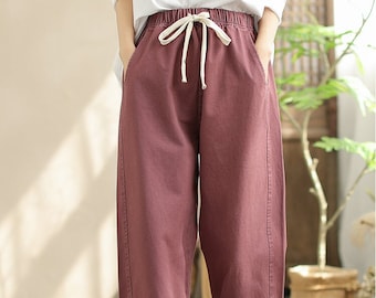 Pantalon printemps et automne, pantalon en forme de poire, pantalon en coton délavé, pantalon de travail, pantalon décontracté, pantalon ample amincissant, pantalon pour papa, pantalon pour femme