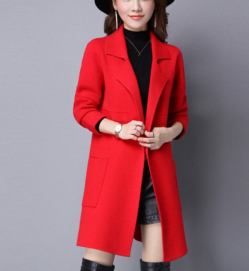 Large Lapel Knit Coat Women's Knit Cardiganwomen's Etsy