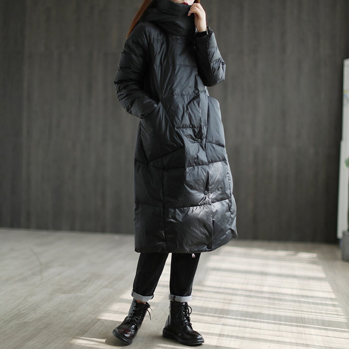 Winter Retro Mid-length Jacket Women Casual Down Coat Loose - Etsy