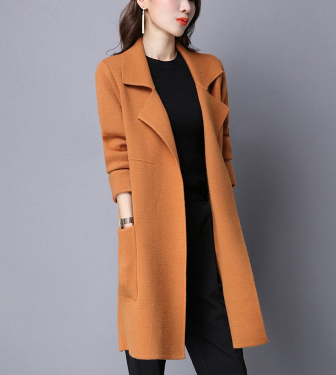 Large Lapel Knit Coat Women's Knit Cardiganwomen's - Etsy