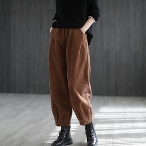 Plus Size Corduroy Pants Fleeced Winter Carrot Pants