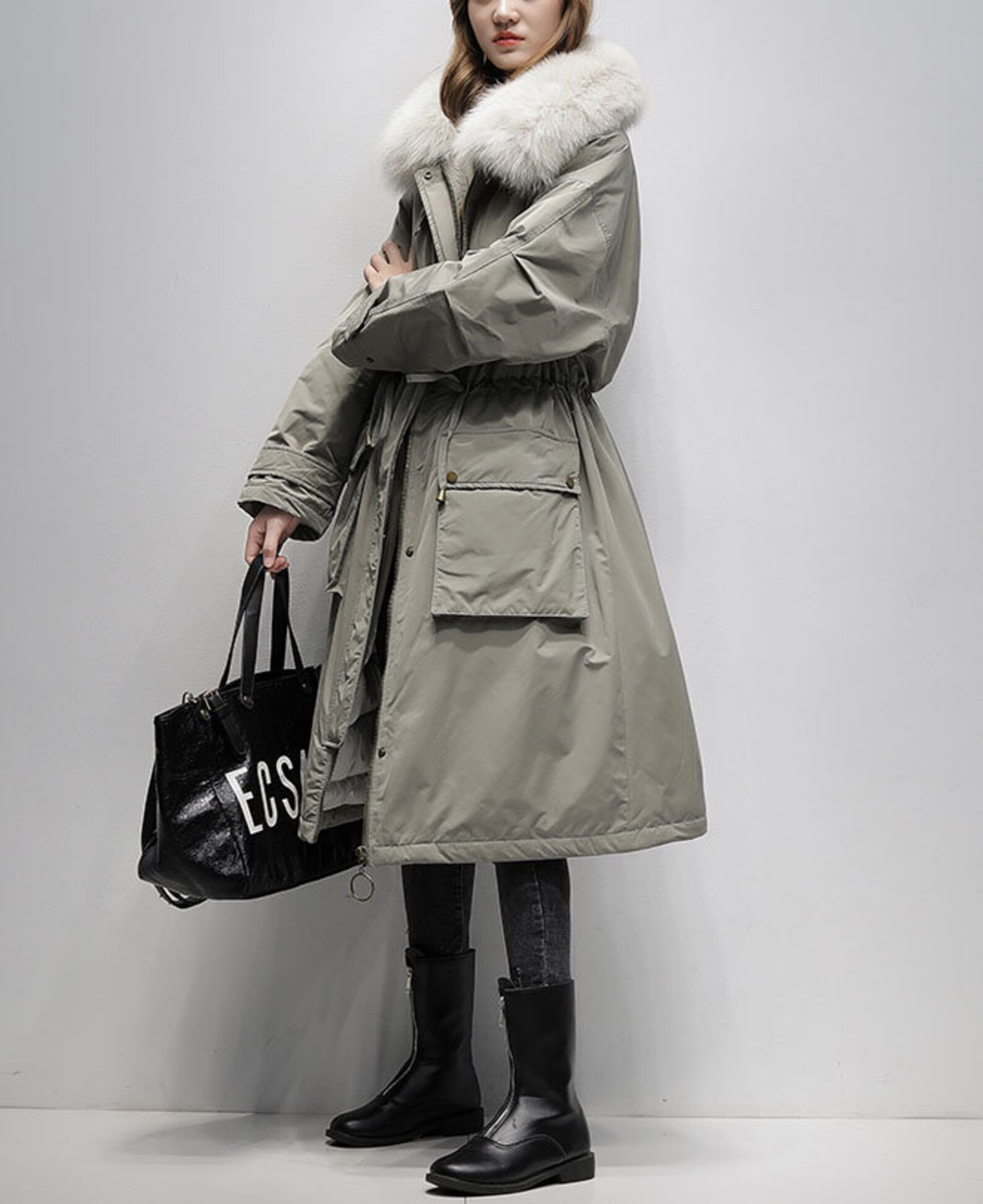 Winter Women's Midlength Down Coat, Loose Down Jackets, Long Down Coat