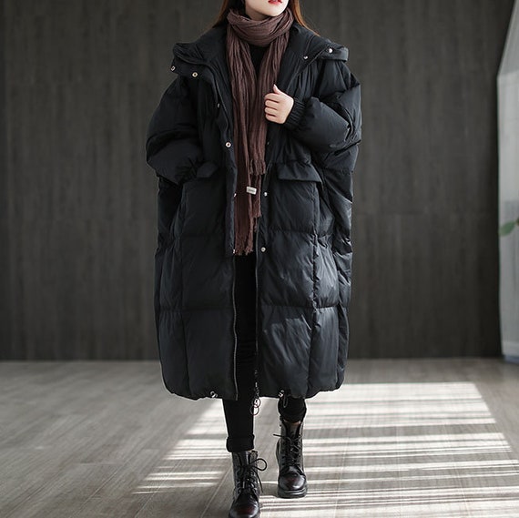 Winter Retro Long Down Jacket Women, Loose Down Coat, Plus Winter Retro Long Down Jacket Women, Loose Down Coat, Plus