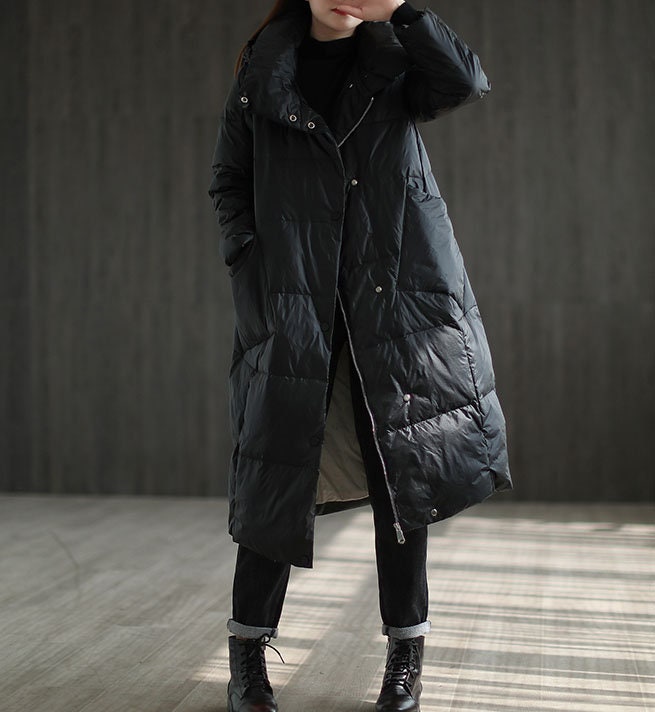 Winter Retro Mid-length Jacket Women Casual Down Coat Loose - Etsy